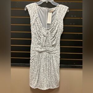 Rebecca Taylor Heather Gray Ruched Sleeveless Mini Dress NWT Size L